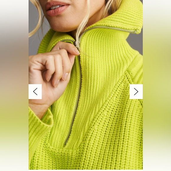 525 Neon Long-Sleeve Quarter-Zip Sweater Neon Chartreuse Sz Med - Picture 3 of 12